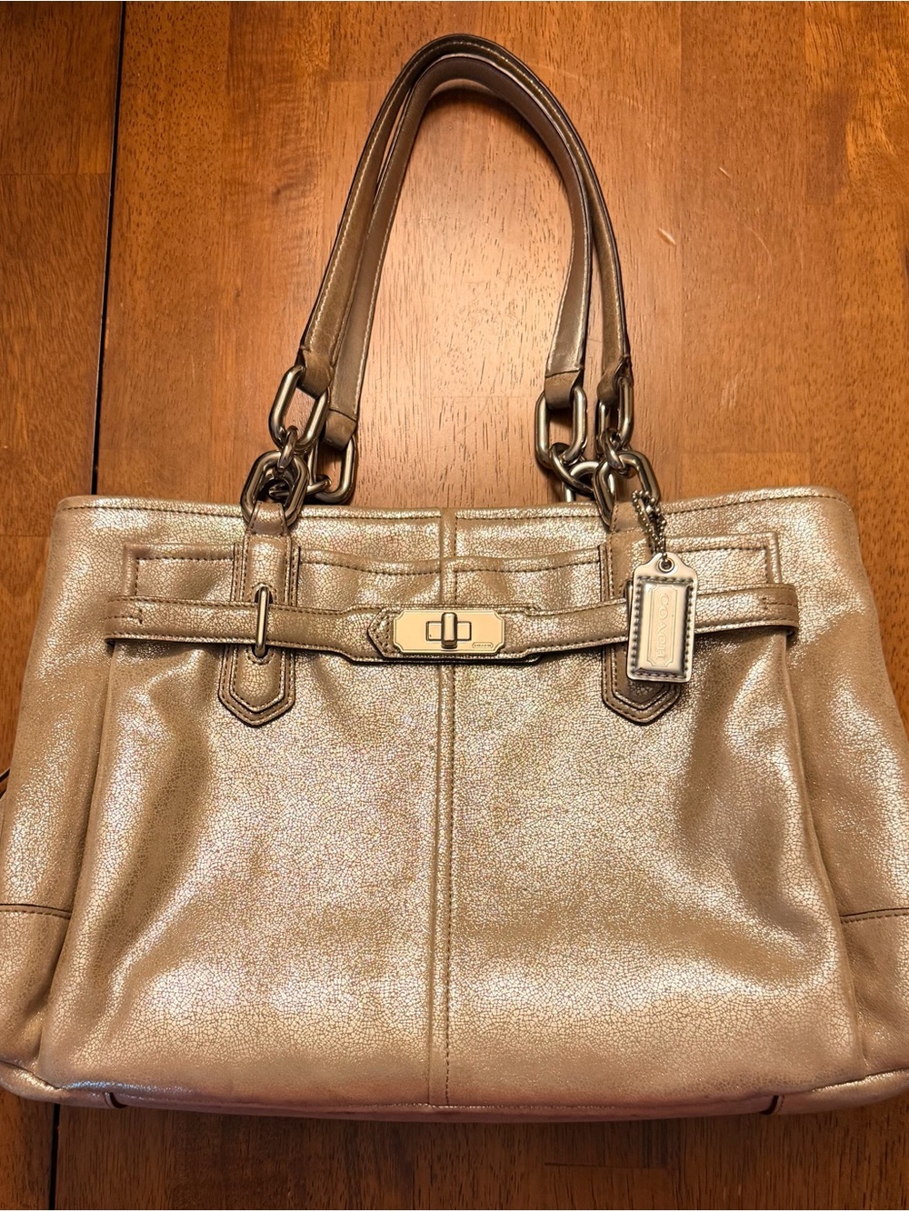 Coach Chelsea Jayden Carryall Metallic Champagne Leather Bag M1173-19398